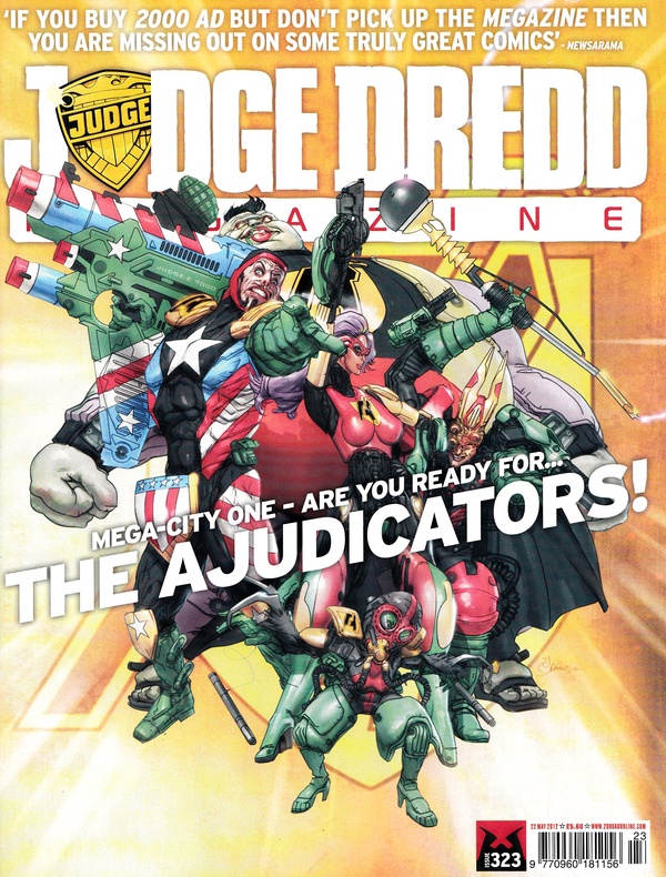 Couverture : Judge Dredd Megazine (2003) #323 : The Adjudicators, Part 01 / Grey Zone, Part One / Snapshot, Part Two / New Blood, Part Five