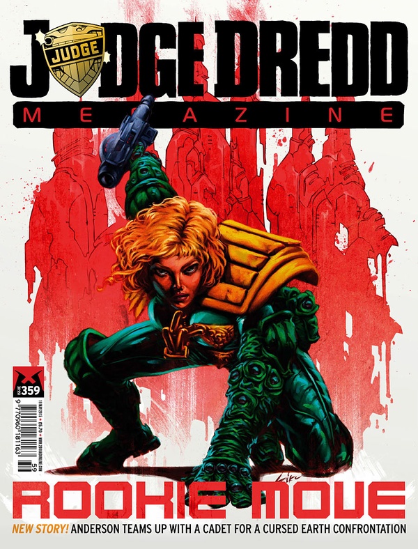 Couverture : Judge Dredd Megazine (2003) #359 : The Cop, Part Four / Happy Deathday, Detective Matherson / Mutineers, Part One / Angelic, Part Four