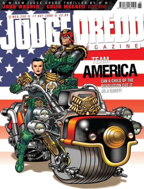 Couverture : Judge Dredd Megazine (2003) #250 : Cadet, Part 1 / Stalingrad, Part 6 / Attack of the Sex-Crazed Love Dolls! / Return of the Jester, Part 6 / Monsters / Feeders and Eaters