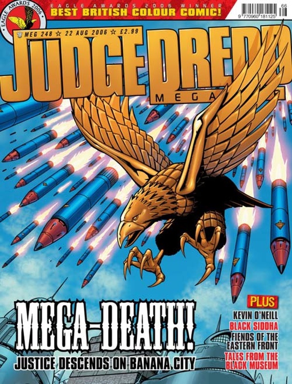 Couverture : Judge Dredd Megazine (2003) #248 : Regime Change, Part 3 / Stalingrad, Part 4 / Who's Wally? / Return of the Jester, Part 4 / Easy Prey, Part 1 / Message Inside Reads