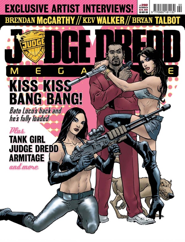 Couverture : Judge Dredd Megazine (2003) #290 : Snakebite, Part 2 / Booga In: Same Difference / Kiss Me Deadly, Part 1 / The Mancunian Candidate, Part Five