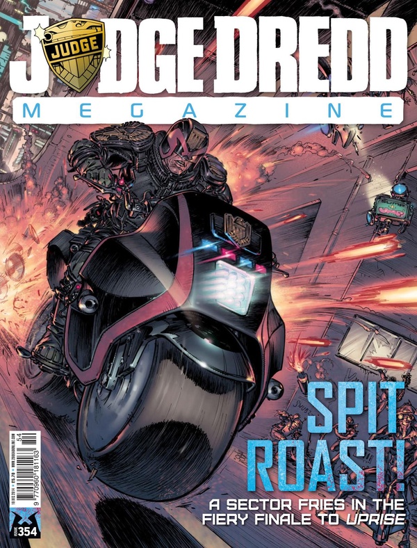 Couverture : Judge Dredd Megazine (2003) #354 : Deadzone: Invisible, Part Two / Welcome to Badrock, Part 5 / Wendell Says / Uprise, Part Five