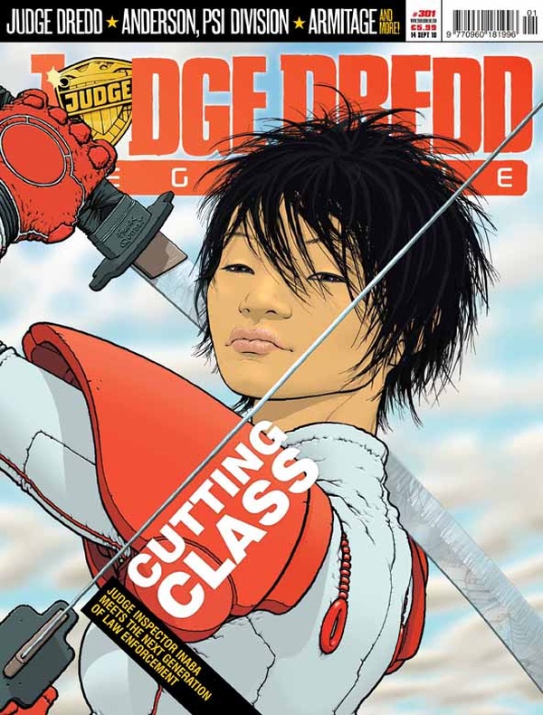 Couverture : Judge Dredd Megazine (2003) #301 : The Natural / Lilly Mackenzie and the Mines of Charybdis, Part Four / The Unpleasantness at the Tontine Club, Part Two / Hondo-City Justice, Part Two / The House of Vyle, Part Two