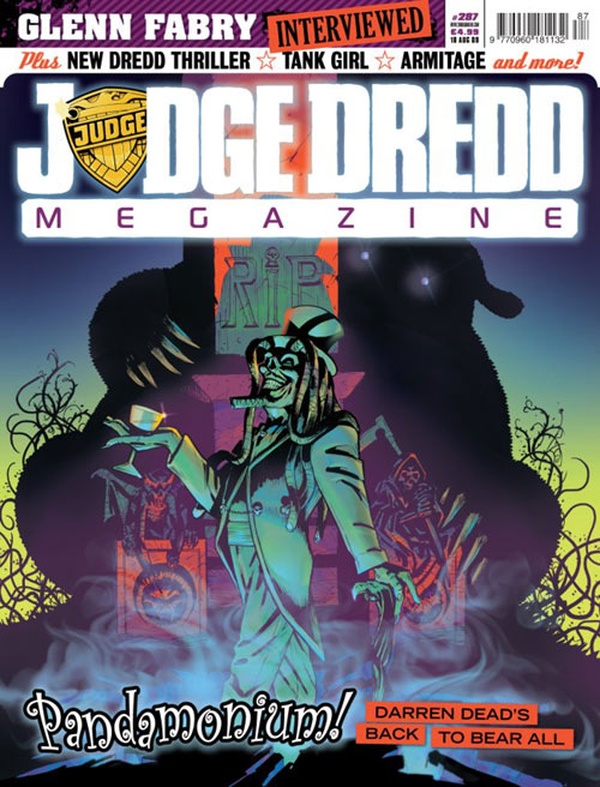 Couverture : Judge Dredd Megazine (2003) #287 : Old Wounds, Part 1 / Sunrise Doesn't Last All Morning / Eats, Shoots & Kills, Part 1 / The Mancunian Candidate, Part 2