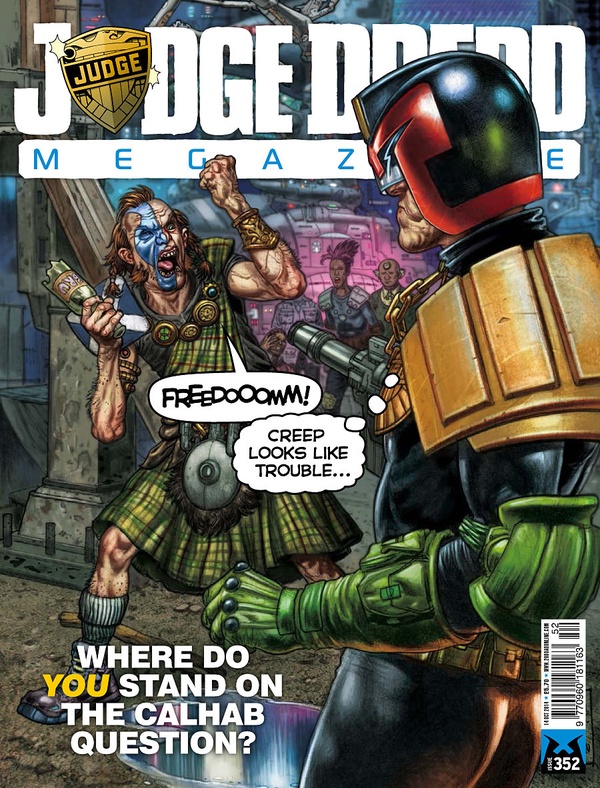 Couverture : Judge Dredd Megazine (2003) #352 : Dead Zone, Part Three / Welcome to Badrock, Part 3 / Part Five / Uprise, Part Three