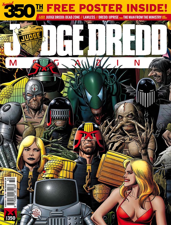 Couverture : Judge Dredd Megazine (2003) #350 : Dead Zone, Part One / Welcome to Badrock, Part 1 / Part Three / Uprise, Part One
