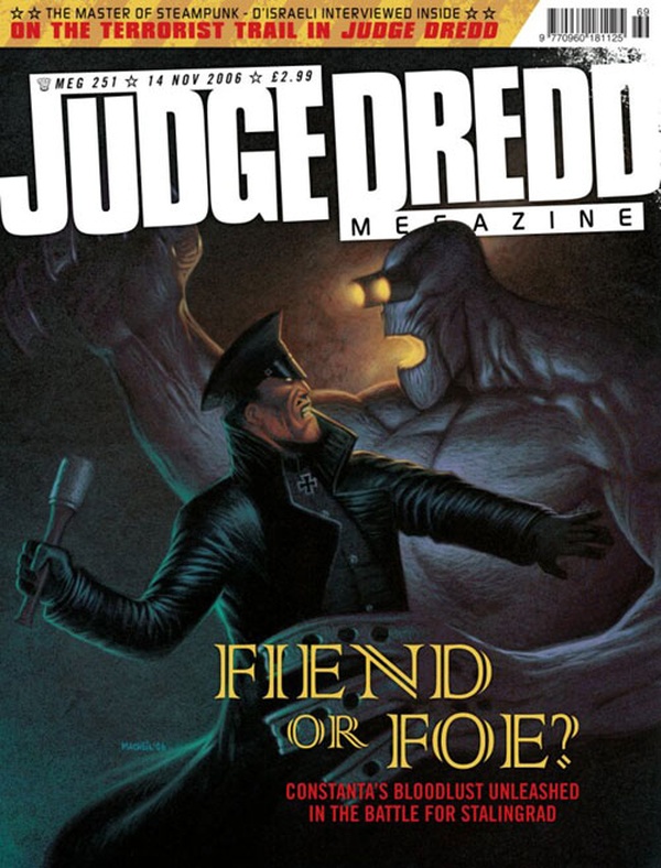 Couverture : Judge Dredd Megazine (2003) #251 : Cadet, Part 2 / Stalingrad, Part 7 / Out of the Box / Return of the Jester, Part 7 / Beat the Devil / God of Gamblers