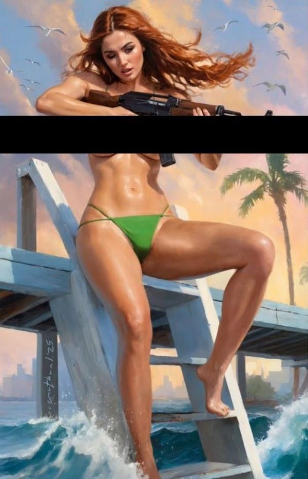 White Dog Comics Nathan Lorenzana Topless Metal Virgin Variant cover