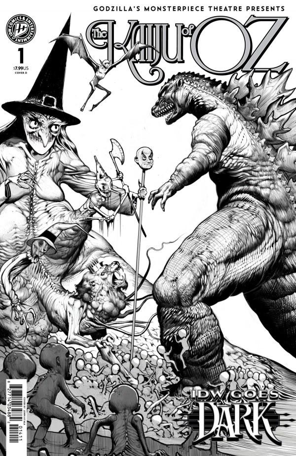 Godzilla's Monsterpiece Theatre Presents: The Kaiju of Oz #1, Cover D John Ayala Black & White Idw Goes Dark Variant