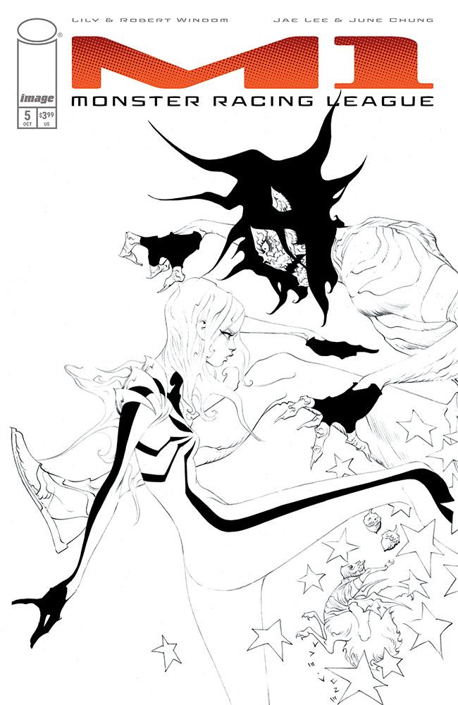 M1 Monster Racing League #5, Cover C 1:25 Jae Lee Black & White Variant