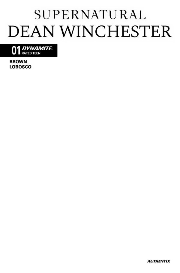 Supernatural: Dean Winchester #1, Cover F Blank Authenix Variant